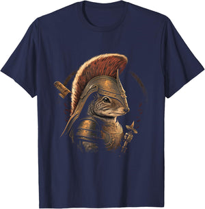 Squirrel Spartan Leonidas Gladiator Helmet Greek Warrior T-Shirt - T-Shirt | Navy