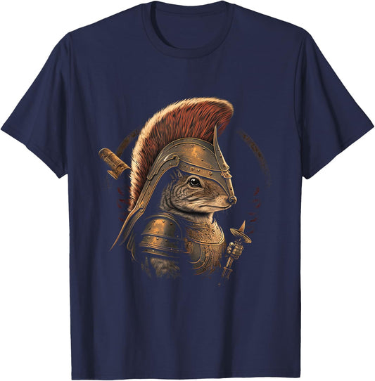 Squirrel Spartan Leonidas Gladiator Helmet Greek Warrior T-Shirt - T-Shirt | Navy