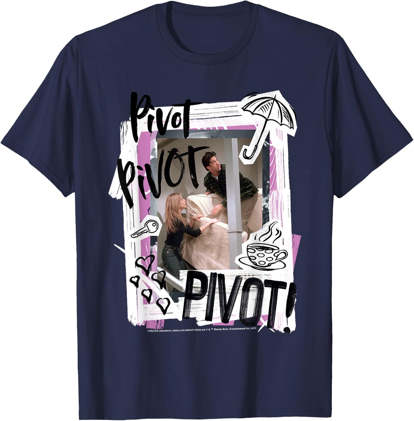 Friends Pivot Pivot Sofa Scene Ross , Blue, S T-Shirt - T-Shirt | Navy