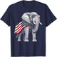 Elephant 4th of July US American Flag Safari Animal T-Shirt - T-Shirt | Navy
