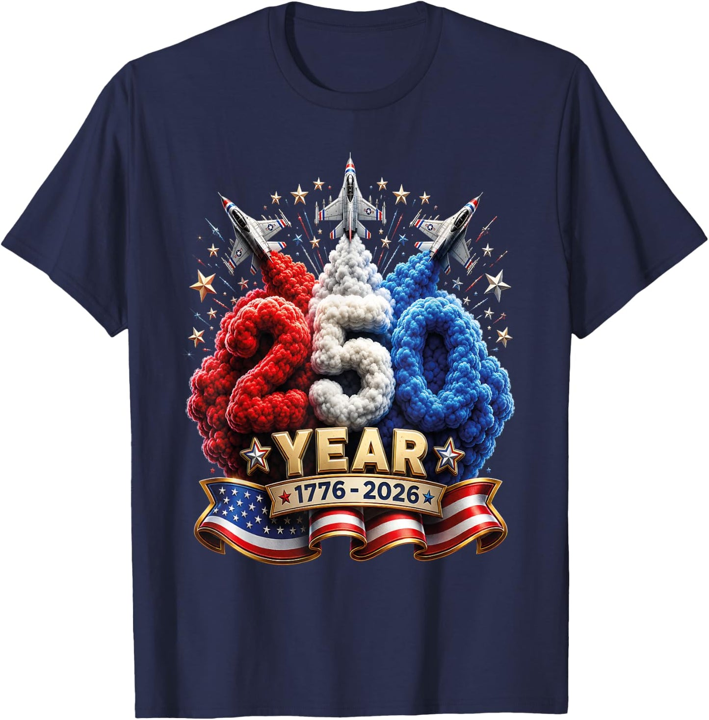 Kids 4th of July 250 Year Patriotic Red, White USA 250th T-Shirt - T-Shirt | Navy