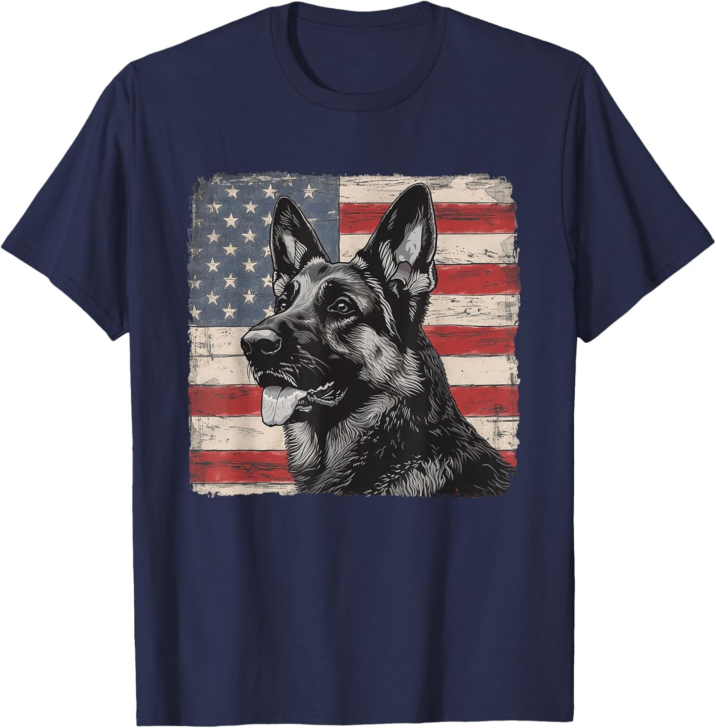 Patriotic German Shepherd Dog Shirt Fourth of July Women Men T-Shirt - T-Shirt | Navy
