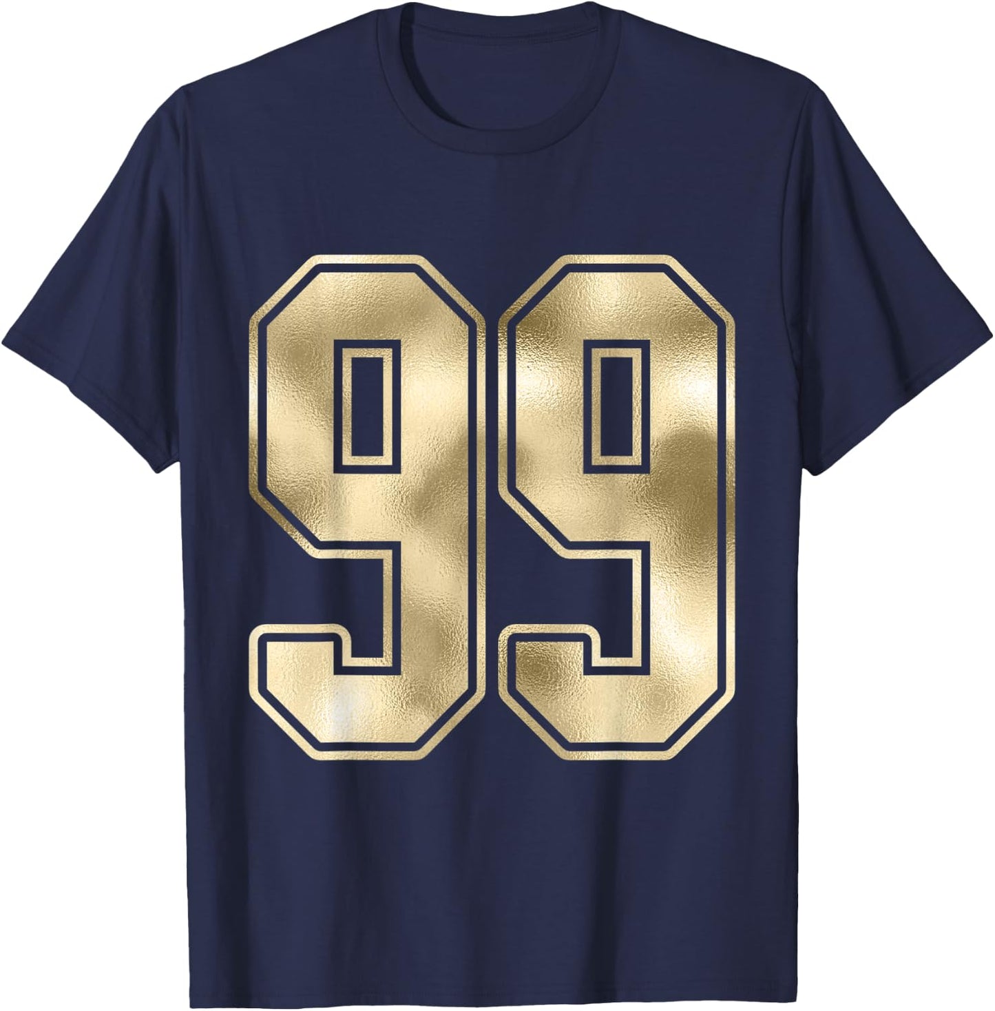 #99 Gold Outline Number 99 Sports Fan Jersey Style T-Shirt - T-Shirt | Navy