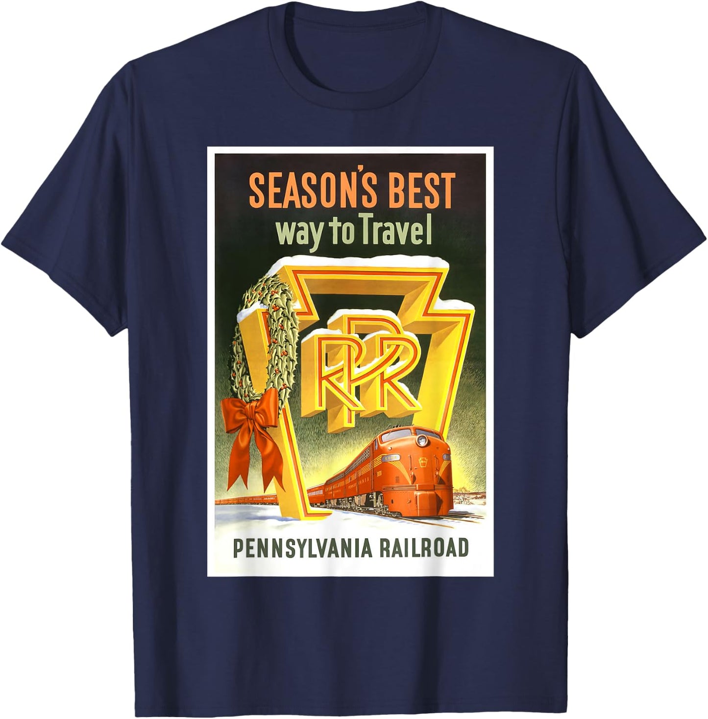 Pennsylvania PA Railroad Christmas Vintage Travel Shirt T-Shirt - T-Shirt | Navy