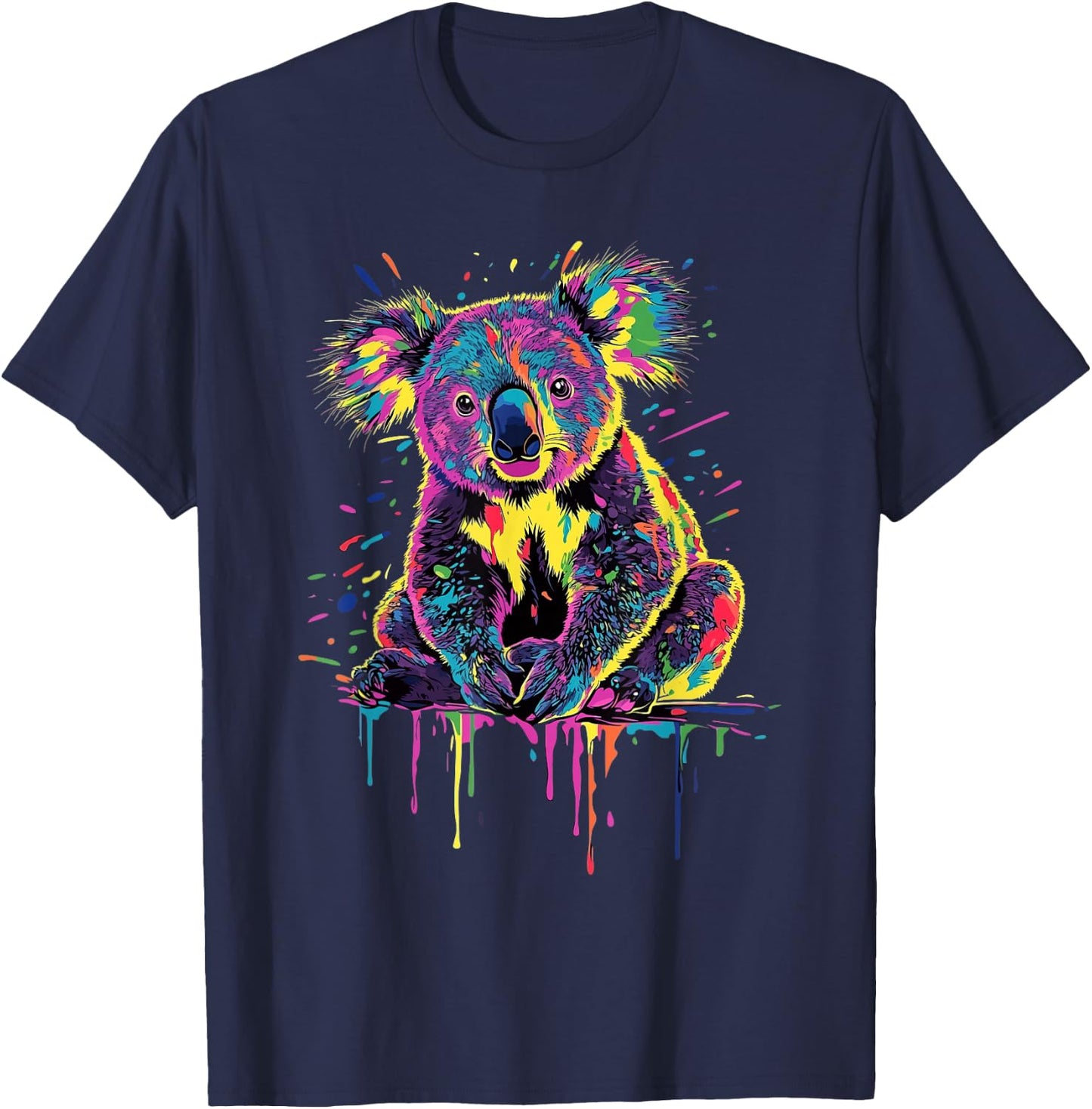 Koala Lovers Colorful Splash Art Koala T-Shirt - T-Shirt | Navy