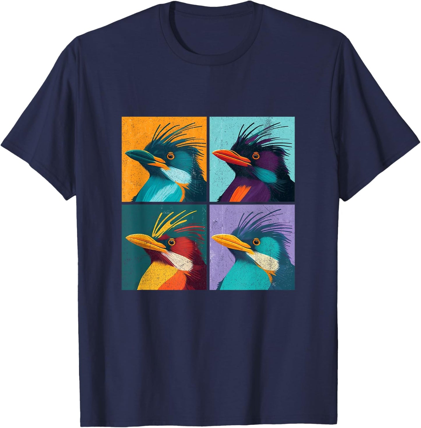 Macaroni Penguin Pop Art Design Illustration Colorful Animal T-Shirt - T-Shirt | Navy