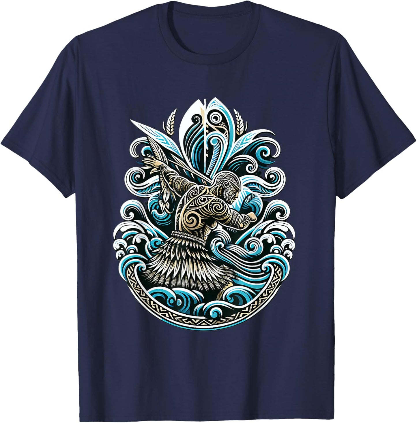 Polynesian Haka Dance Maori Culture Funny New Zealand , Black, S T-Shirt - T-Shirt | Navy