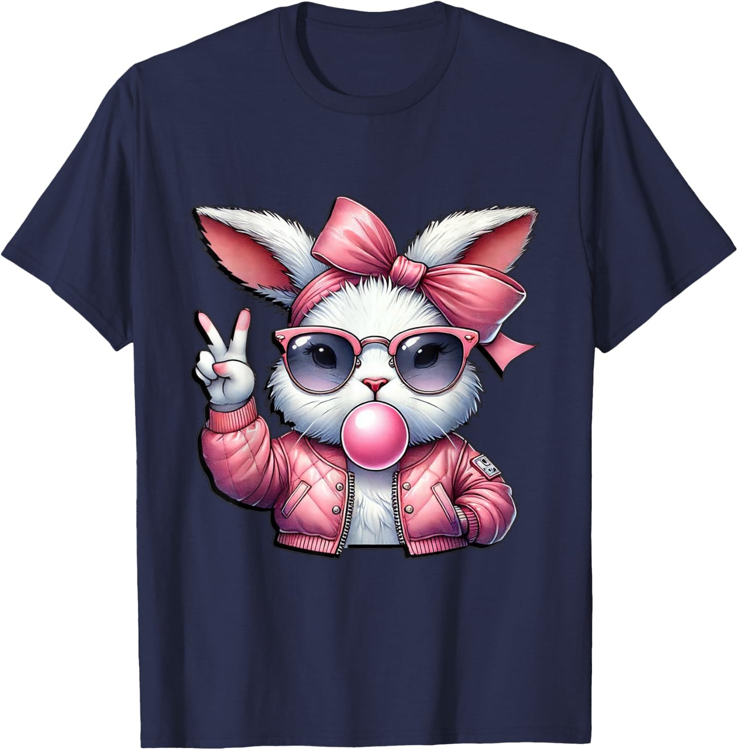 Cute Bunny Gothic Kawaii Egirl Alt Grunge Streetwear T-Shirt - T-Shirt | Navy