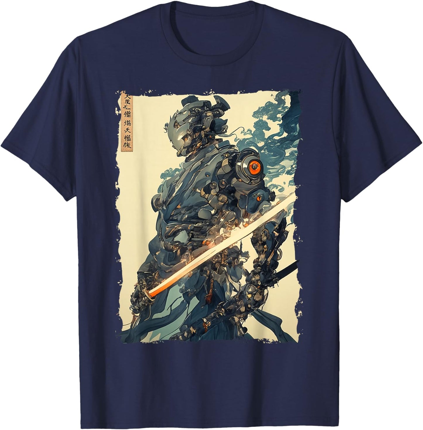 Cyber Samurai Mecha Ronin Futuristic Japan T-Shirt - T-Shirt | Navy