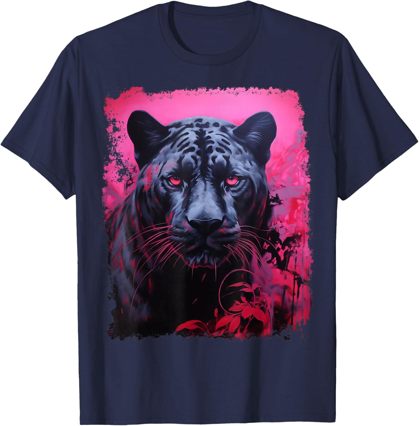 Pink Pop Art Panther Black T-Shirt - T-Shirt | Navy