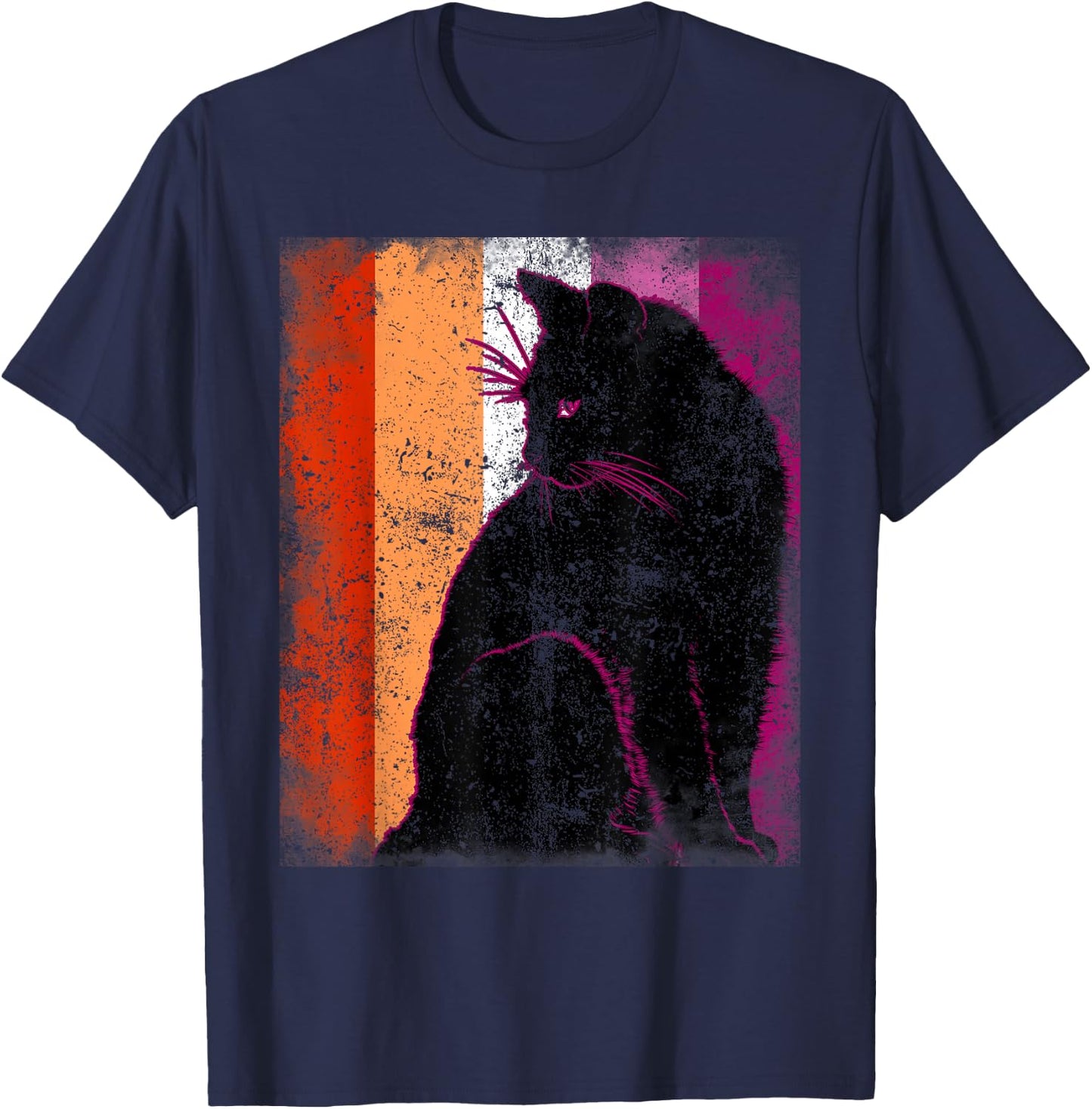 Subtle Lesbian Cat Funny Kitten LGBT Lesbian Flag , black T-Shirt - T-Shirt | Navy