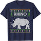 Rhino Santa Hat Funny Ugly Christmas Sweaters Pajamas T-Shirt - T-Shirt | Navy
