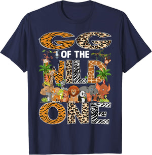 GG Of The Wild One Safari Zoo Animal 1St Birthday T-Shirt - T-Shirt | Navy
