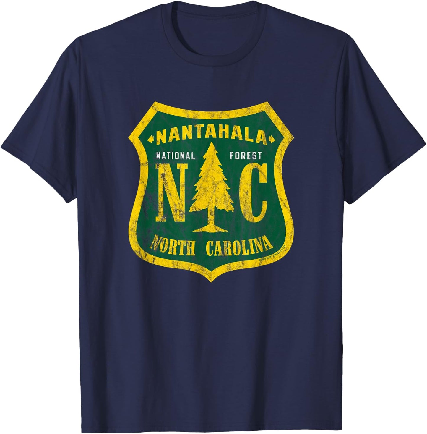 Nantahala National Forest North Carolina Shield Vintage Look T-Shirt - T-Shirt | Navy