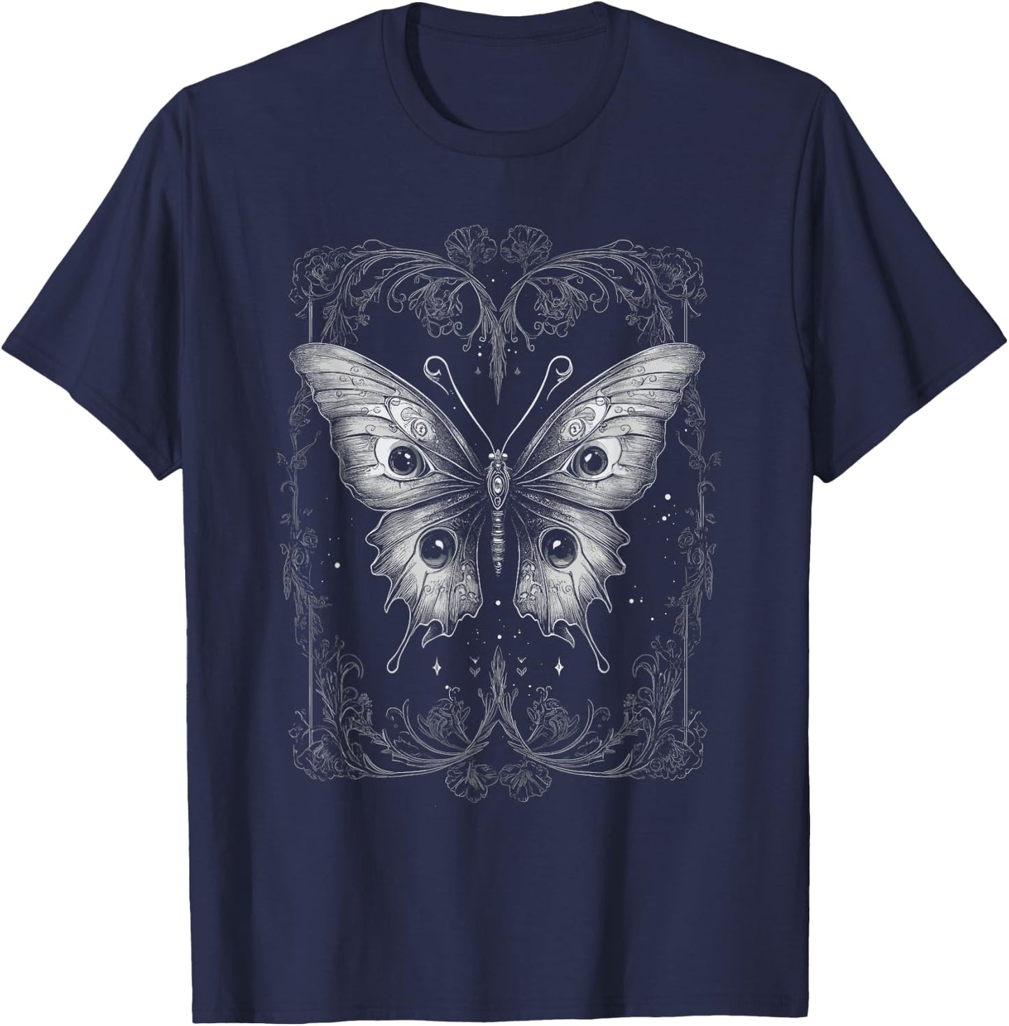 Butterfly with Eyes - Gothic Butterfly T-Shirt - T-Shirt | Navy