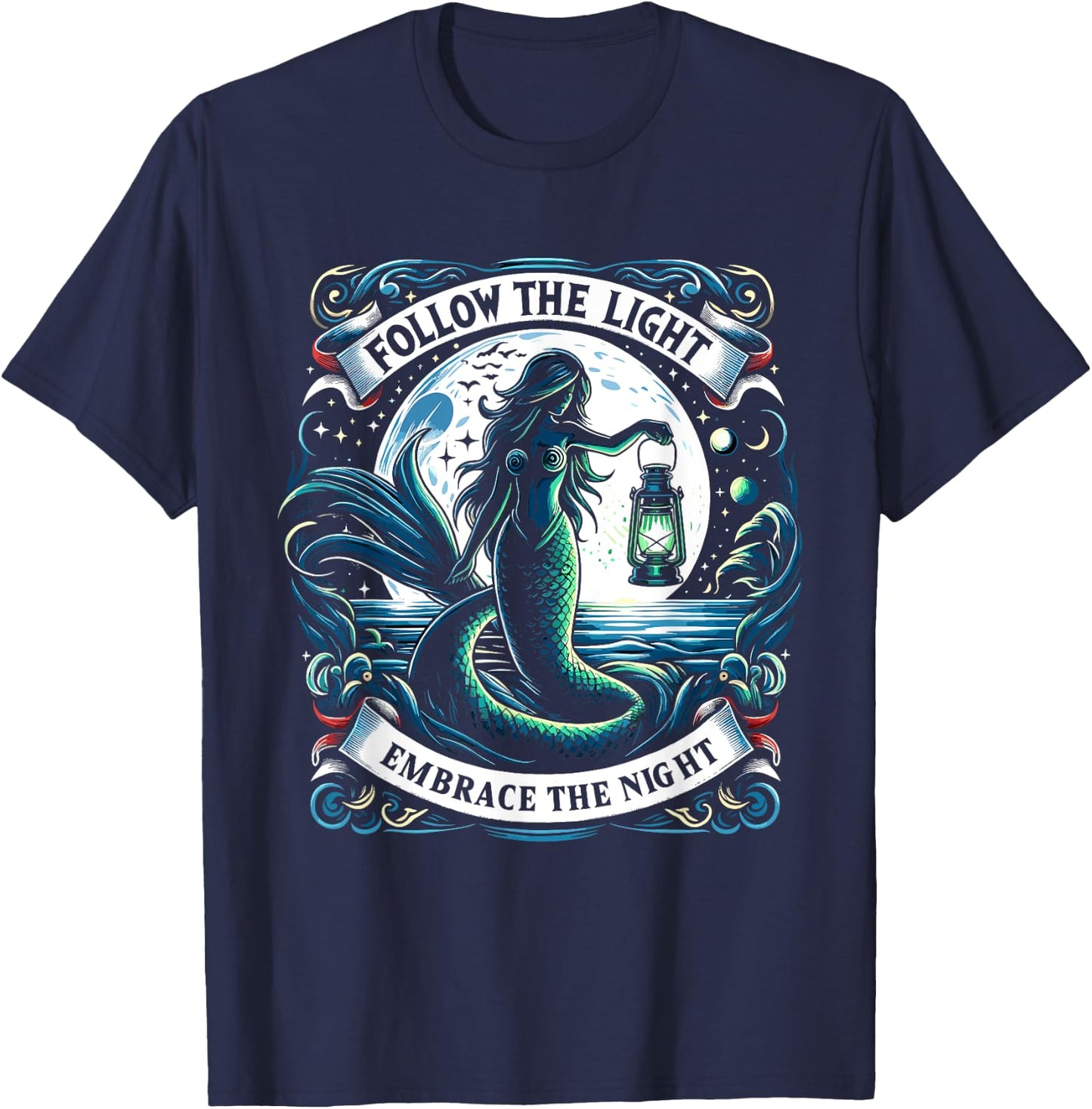 Spooky Sirens Horror Mermaid Creepy Mermaid Haunted Sea T-Shirt - T-Shirt | Navy