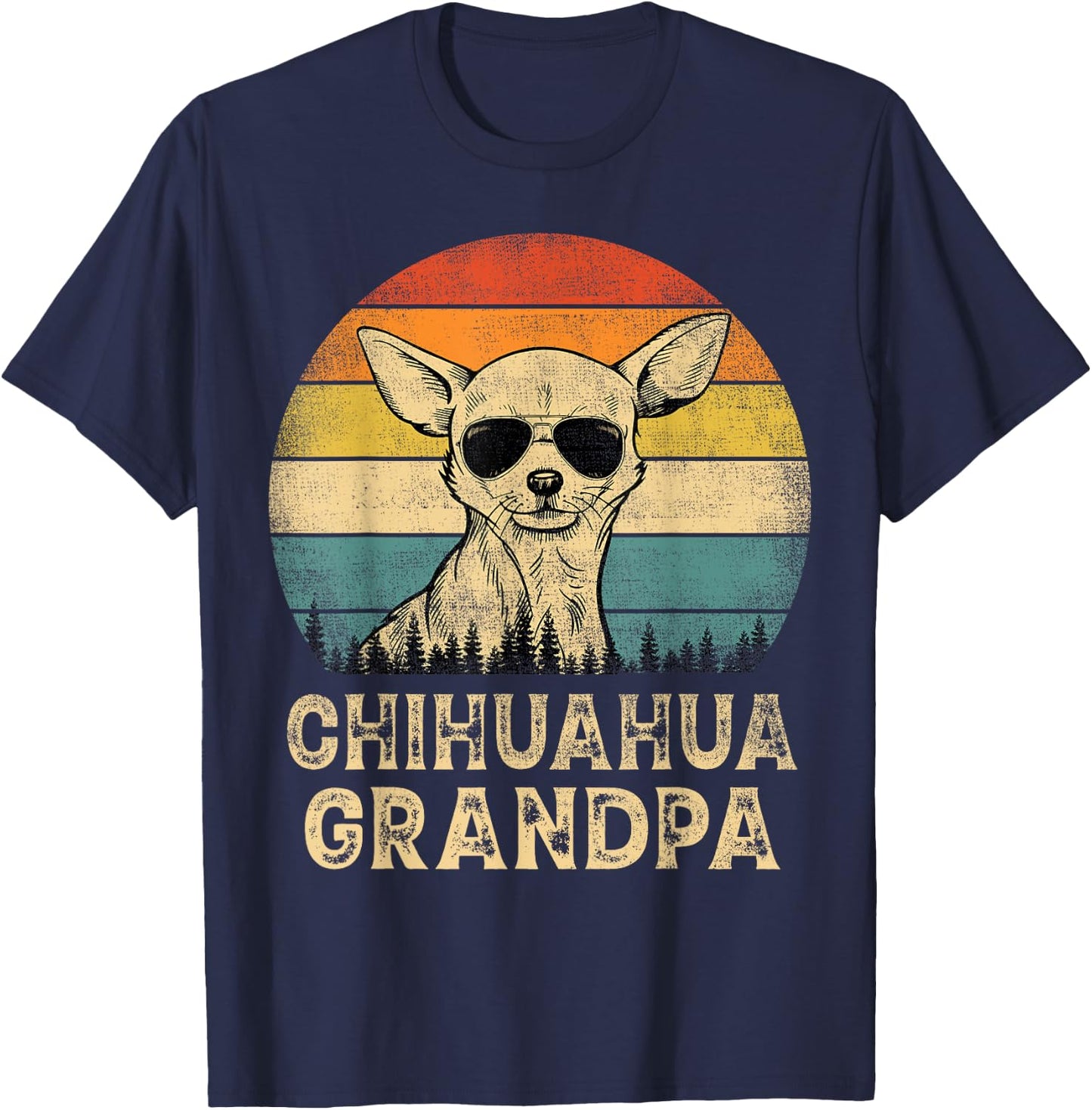 Vintage Chihuahua Grandpa Dog Lovers Father's Day T-Shirt - T-Shirt | Navy
