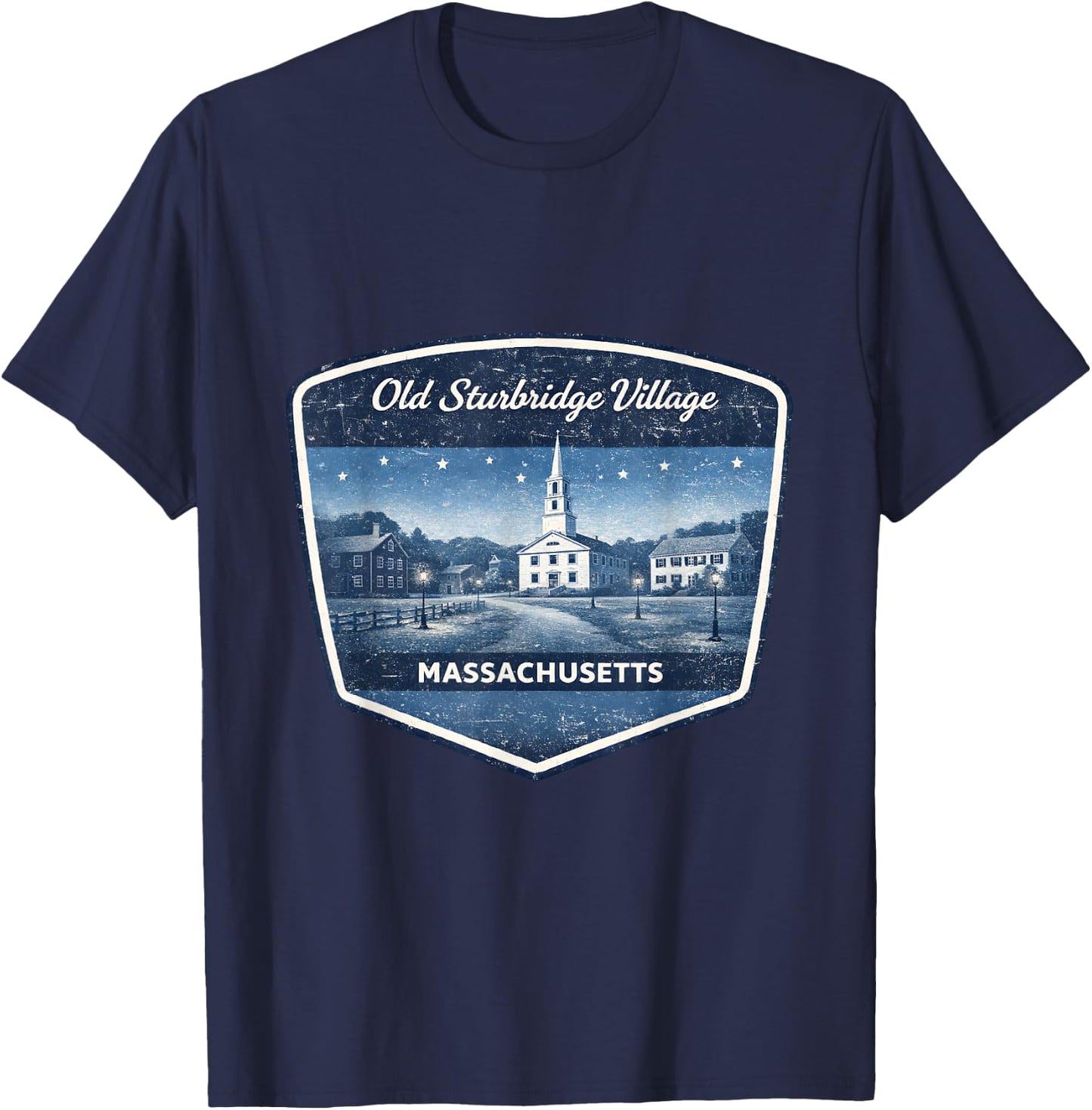 Old Sturbridge Village Massachusetts Vintage Historic Town T-Shirt - T-Shirt | Navy