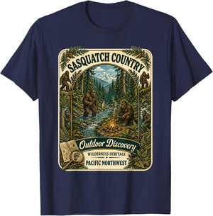 Sasquatch Bigfoot Country Outdoor Camping Pacific Northwest T-Shirt - T-Shirt | Navy
