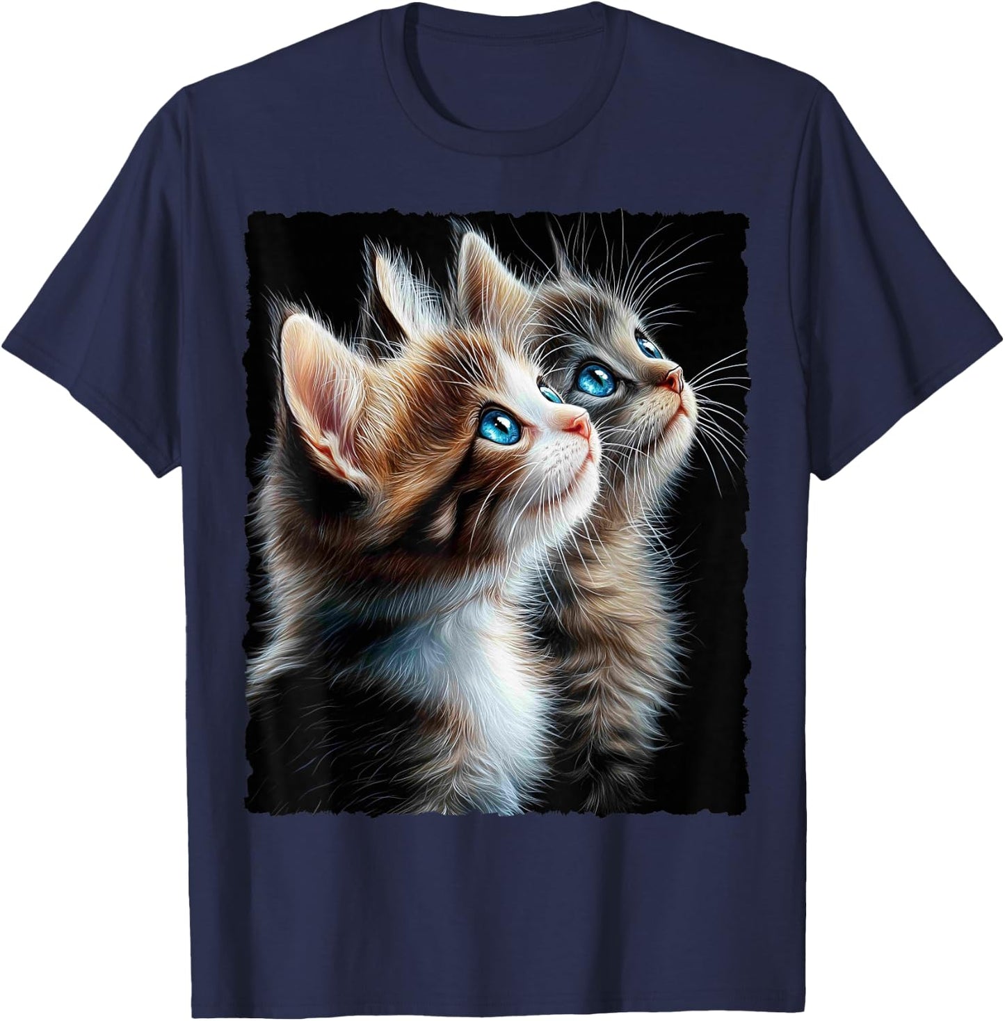 Cute Magic Cat Kitten Fantasy Art , black T-Shirt - T-Shirt | Navy