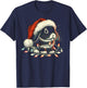Holland Lop Rabbit Bunny Chew Christmas Light Xmas Holiday T-Shirt - T-Shirt | Navy