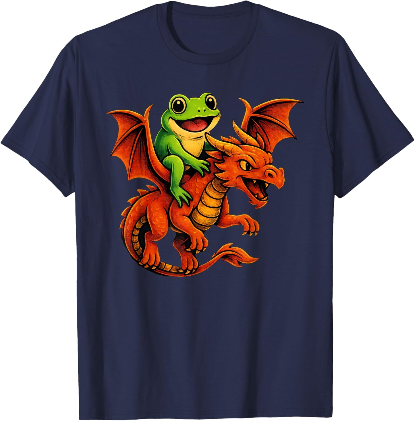 Frog Sitting On A Dragon T-Shirt - T-Shirt | Navy
