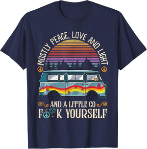 I'm Mostly Peace, Love And Light Shirts A Little Go Yoga T-Shirt - T-Shirt | Navy