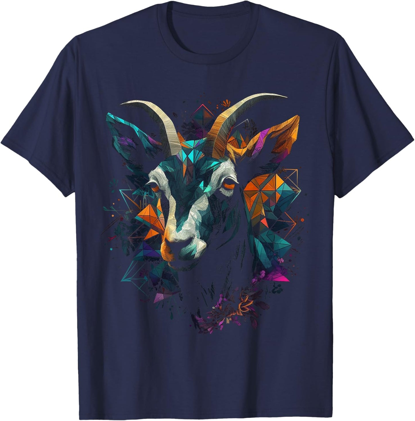 Goat art - animal polygon motif goat T-Shirt - T-Shirt | Navy