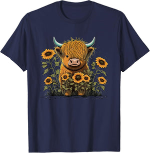 Cute Highland cattle Cow Funny Highland Cow T-Shirt - T-Shirt | Navy