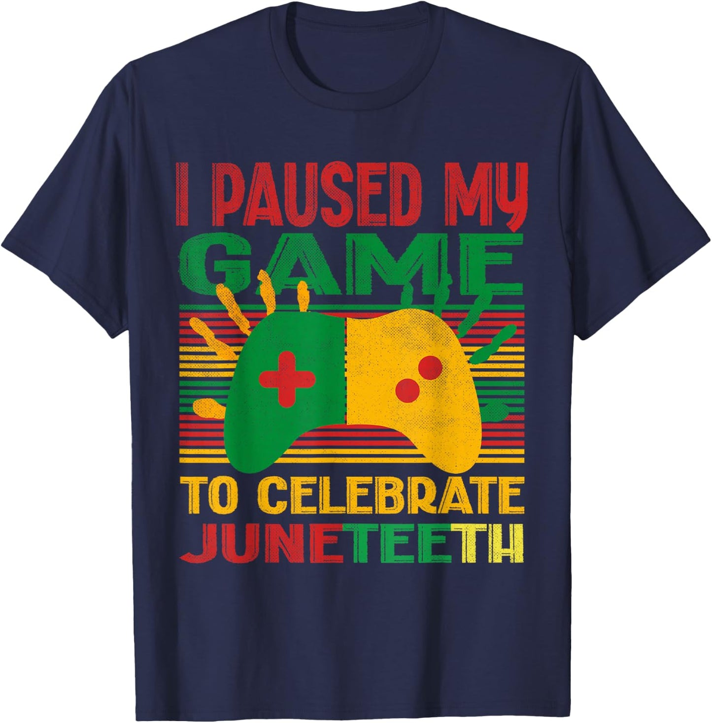 I Paused My Game To Celebrate Juneteenth boys funny gamer T-Shirt - T-Shirt | Navy