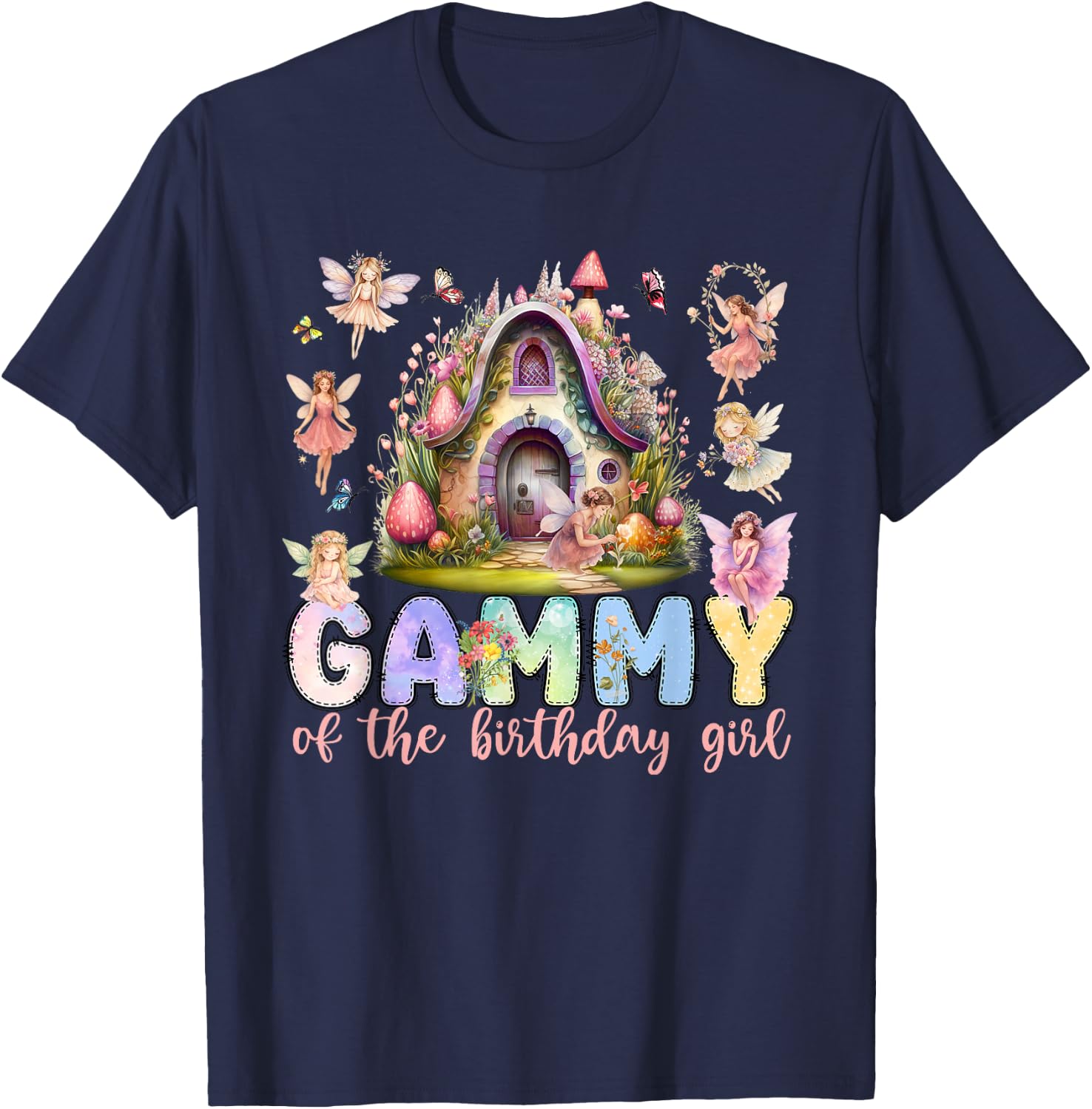 Gammy of The Birthday Fairy Little Girl Magical Family T-Shirt - T-Shirt | Navy