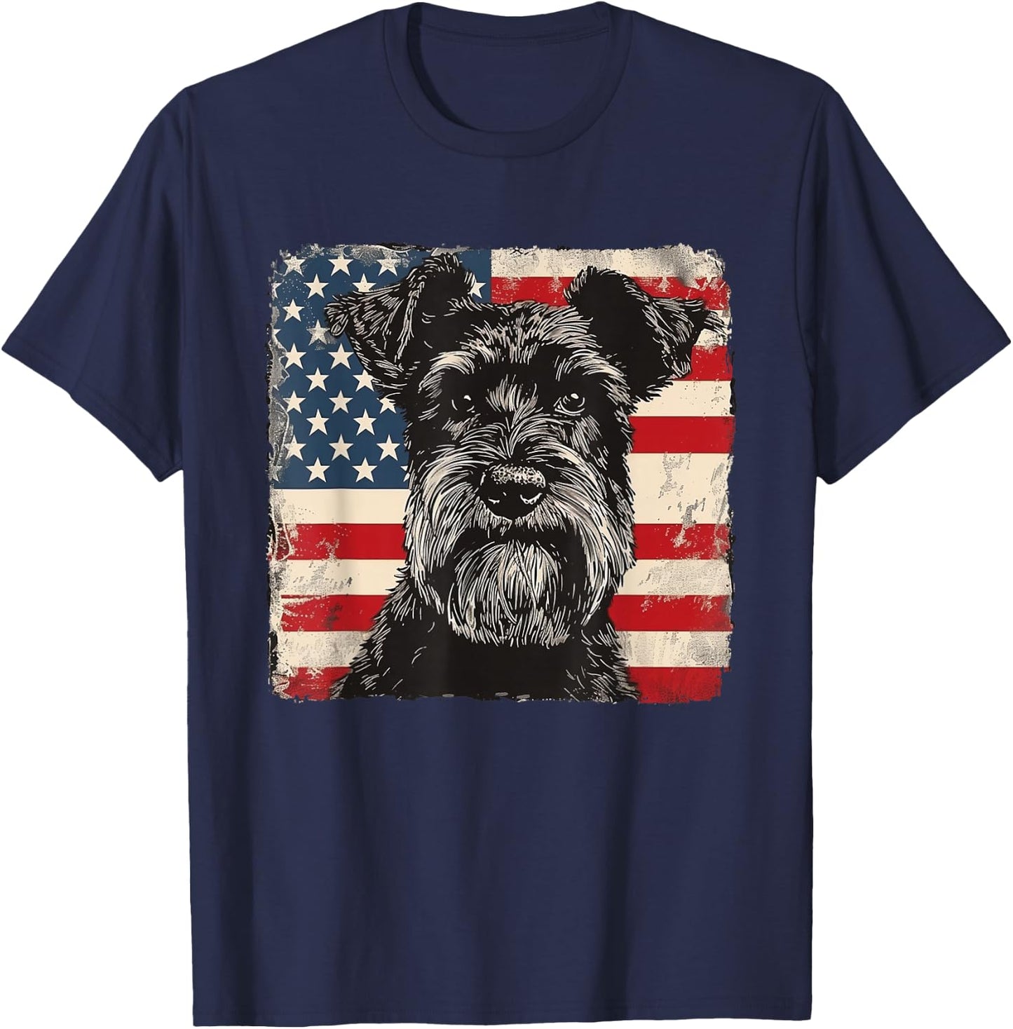 Miniature Schnauzer Dog Patriotic 4th of July Gift Men Women T-Shirt - T-Shirt | Navy
