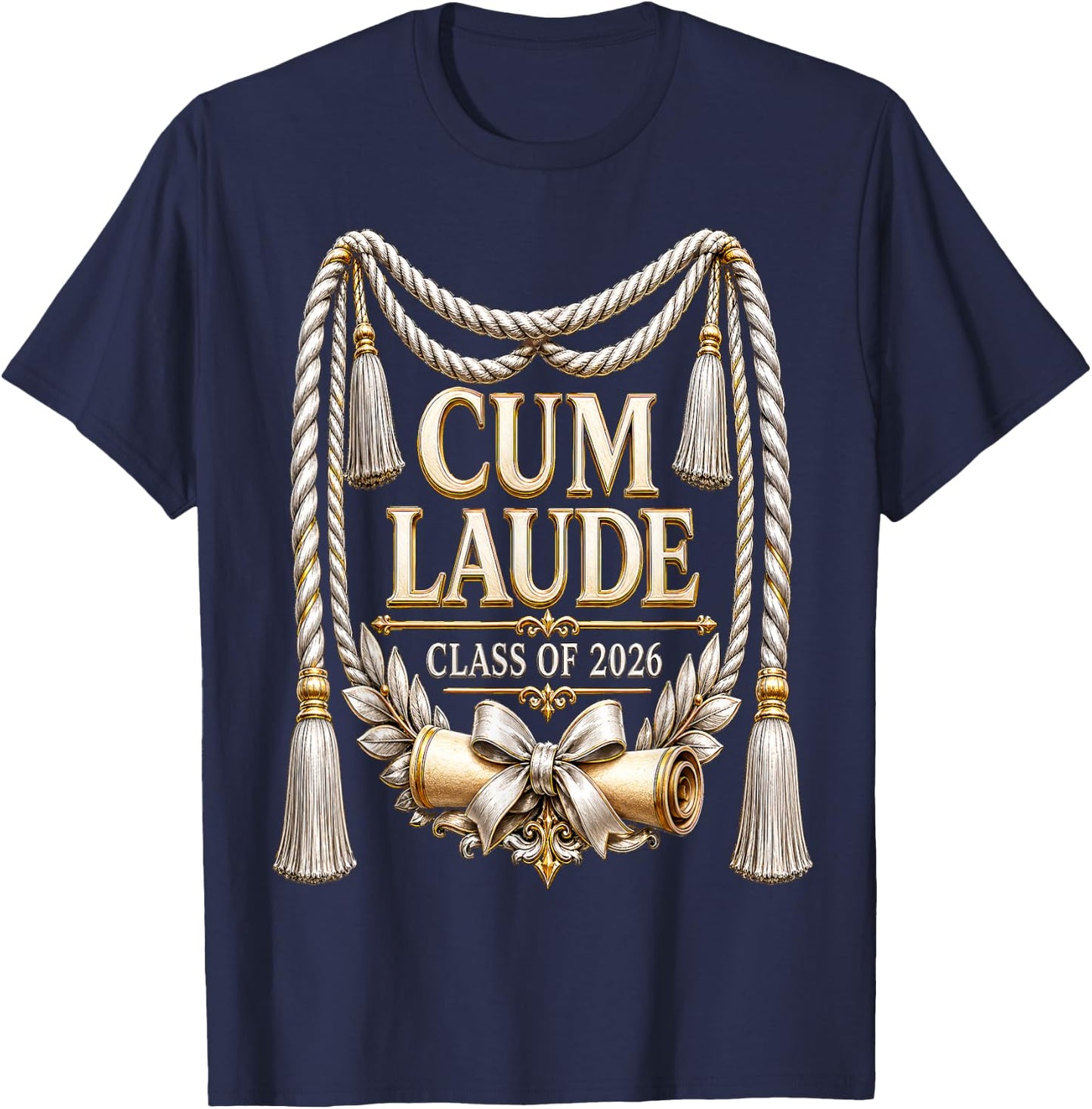 Cum Laude Graduate Class of 2026 Graduation Honors Design T-Shirt - T-Shirt | Navy