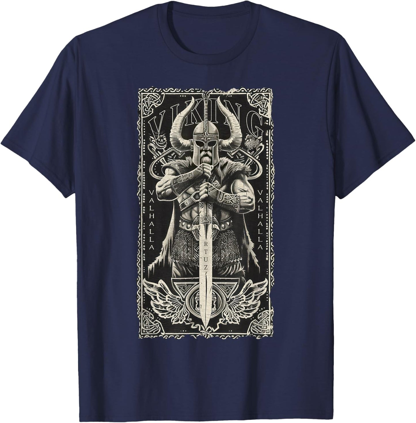 Valhalla Odin Thor Runes Viking Helmet Warrior Viking T-Shirt - T-Shirt | Navy