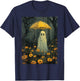 Ghost Holding Umbrella In The Rain Forest Gothic Whimsical T-Shirt - T-Shirt | Navy