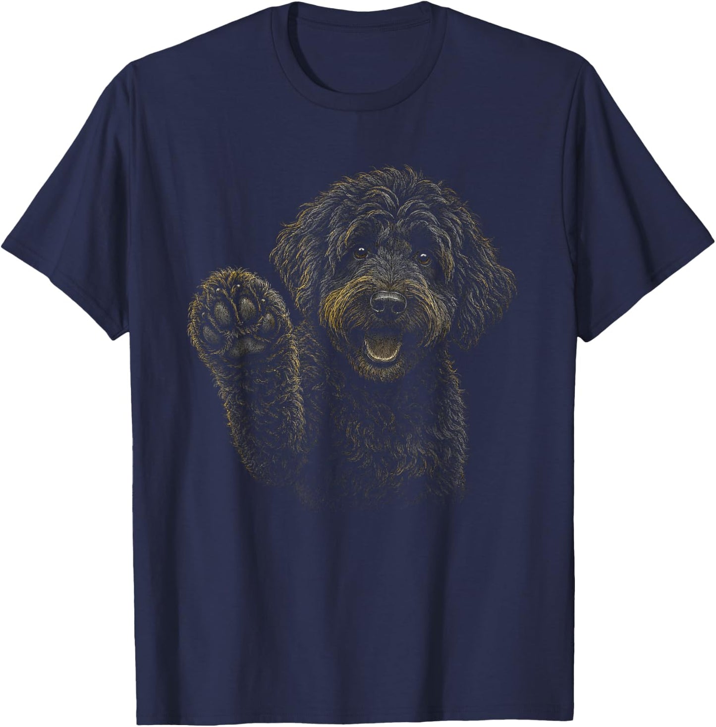 Black Goldendoodle Artwork Graphic T-Shirt - T-Shirt | Navy
