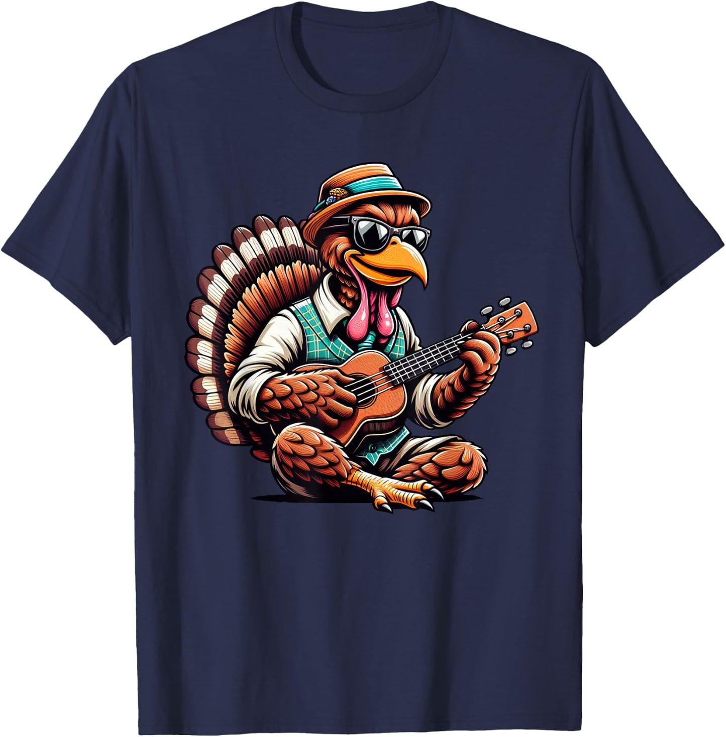 Funny Turkey Thanksgiving Ukulele Kids T-Shirt - T-Shirt | Navy