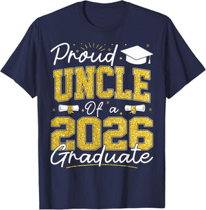 Proud Uncle of A Class of 2026 Graduate Senior Grad Family T-Shirt - T-Shirt | Navy
