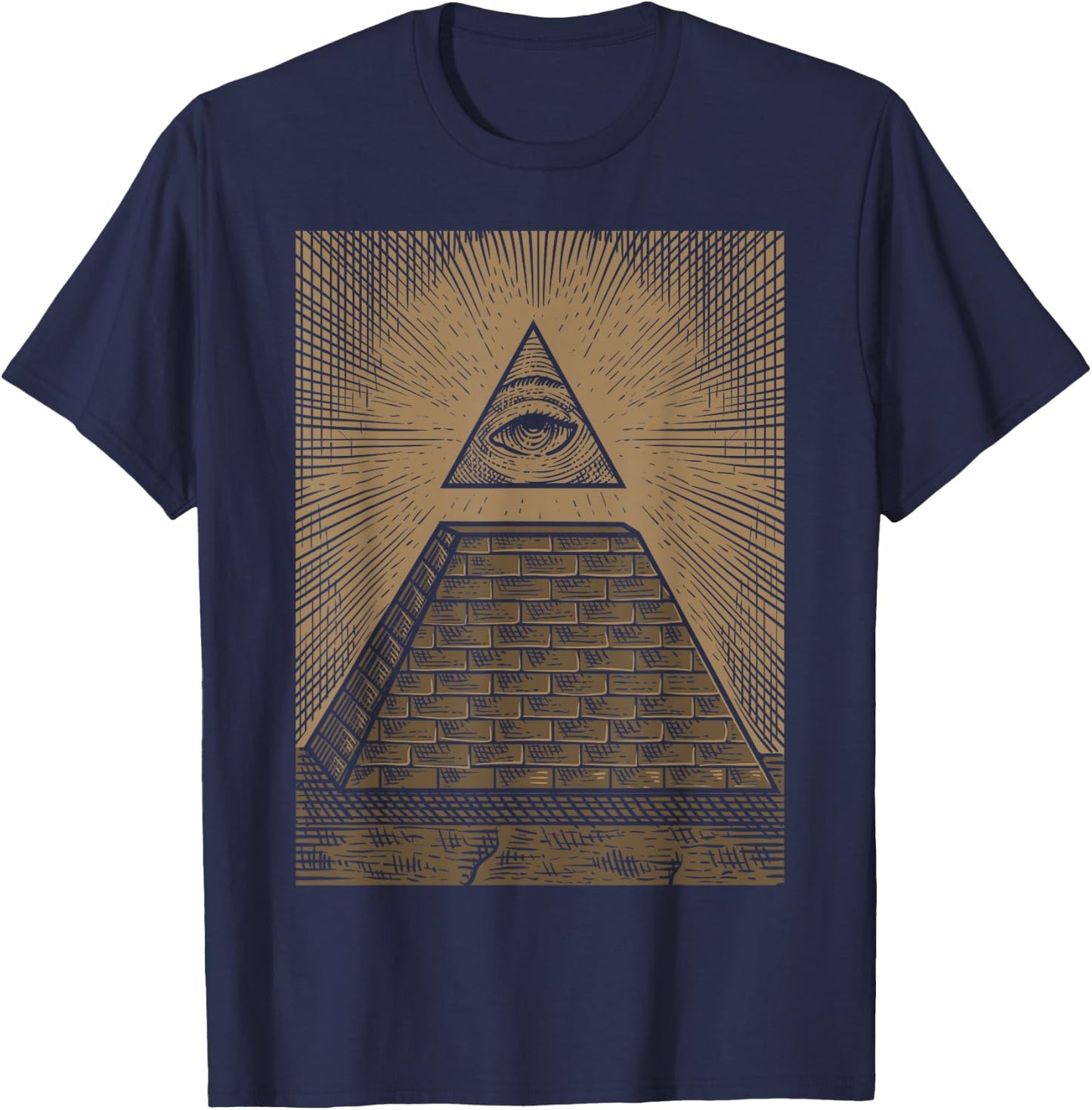Illuminati Pyramid All Seeing Eye , Black, S T-Shirt - T-Shirt | Navy
