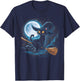 Witchy Black Cat on a Broomstick with Full Moon Halloween Women Kids T-Shirt - T-Shirt | Navy