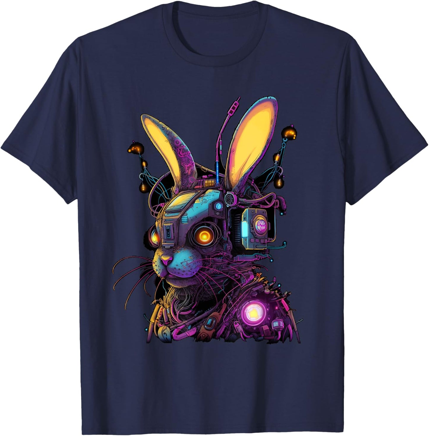 Cyberpunk Bunny Cyborg Rabbit | Cool Gamer Easter T-Shirt - T-Shirt | Navy