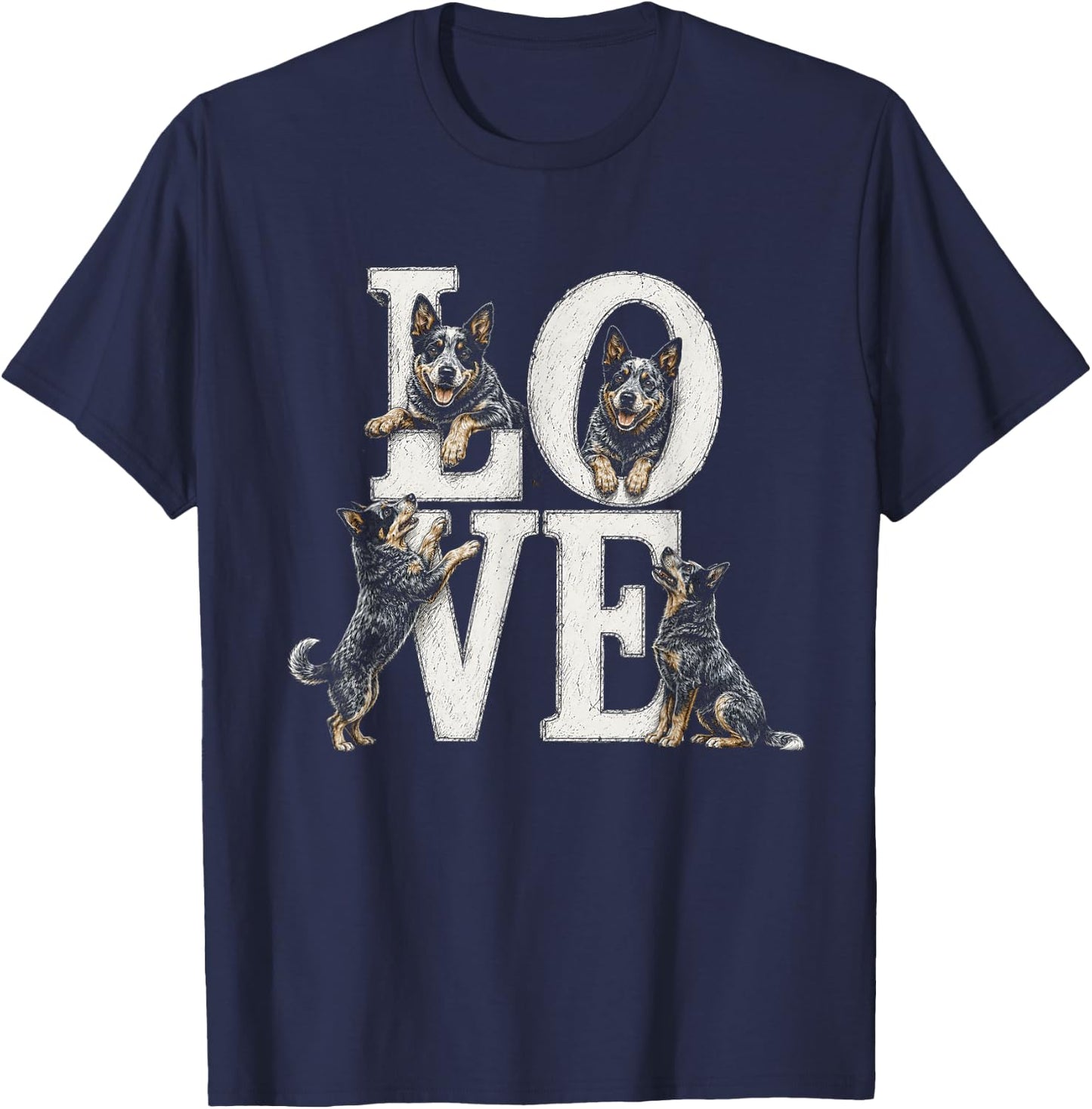 Australian Cattle Dog Blue Heeler Love Artwork Design T-Shirt - T-Shirt | Navy