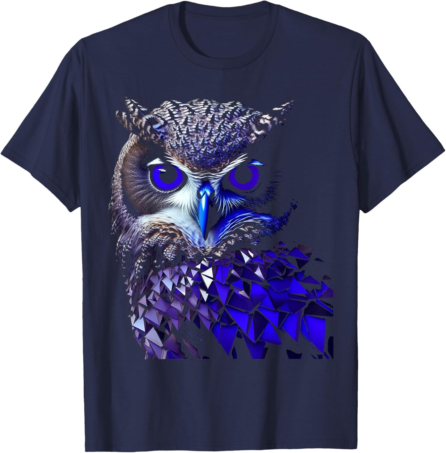 Owl Animal Art Graphic Owl , Black, S T-Shirt - T-Shirt | Navy