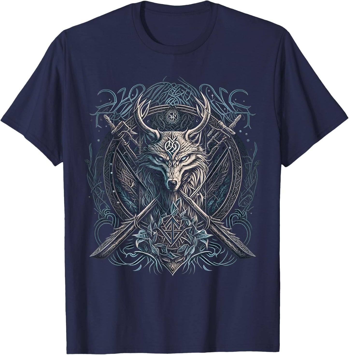 Odin's Wolf Fenrir Northman Valhalla Norse Mythology T-Shirt - T-Shirt | Navy