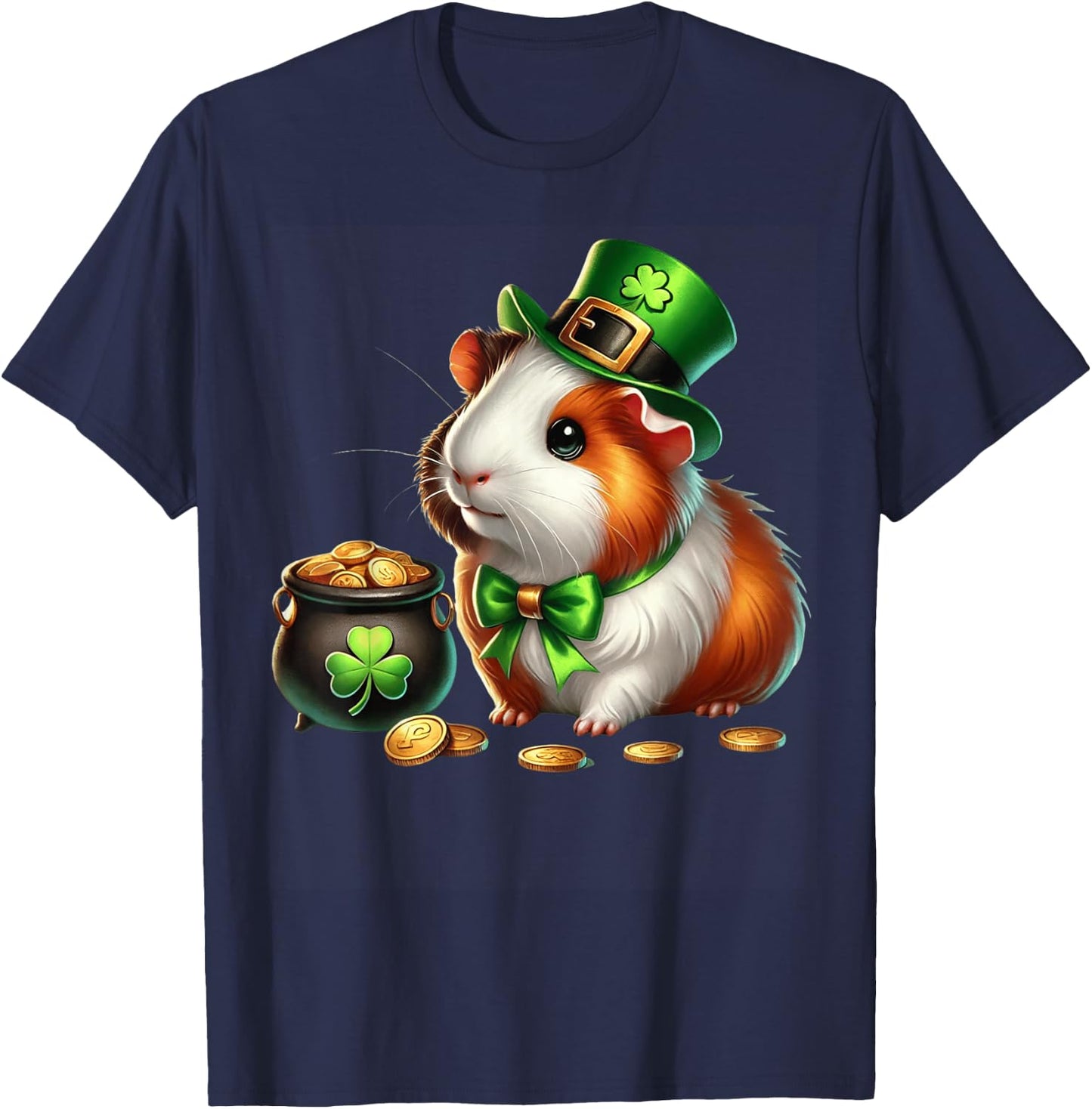 Cute Guinea Pig Leprechaun St Patricks Day Shamrock Kids T-Shirt - T-Shirt | Navy