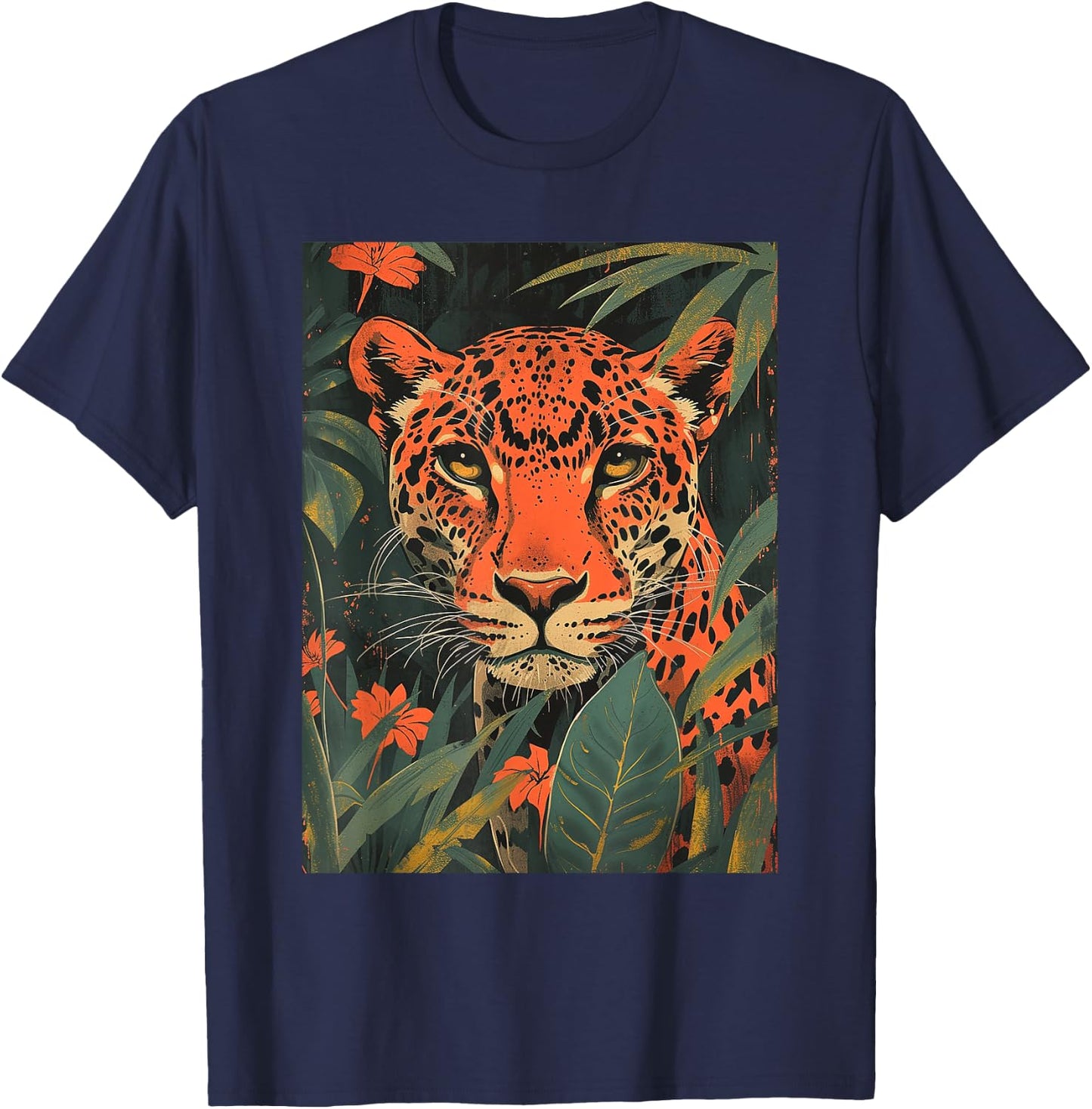 Jungle Leopard's Gaze for Wild Animal lover Leopard T-Shirt - T-Shirt | Navy