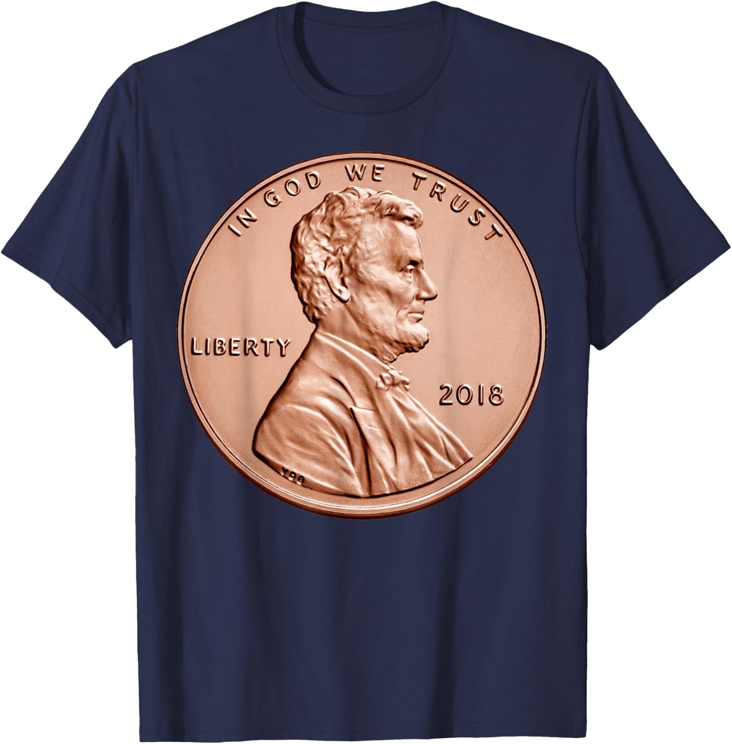 Penny Lincoln USA Coin 1 Cent America United States T-Shirt - T-Shirt | Navy