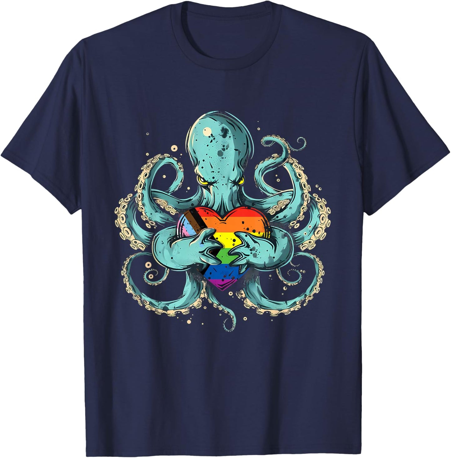 Octopus Progress Pride Flag LGBTQ+ Progressive Pride Flag T-Shirt - T-Shirt | Navy