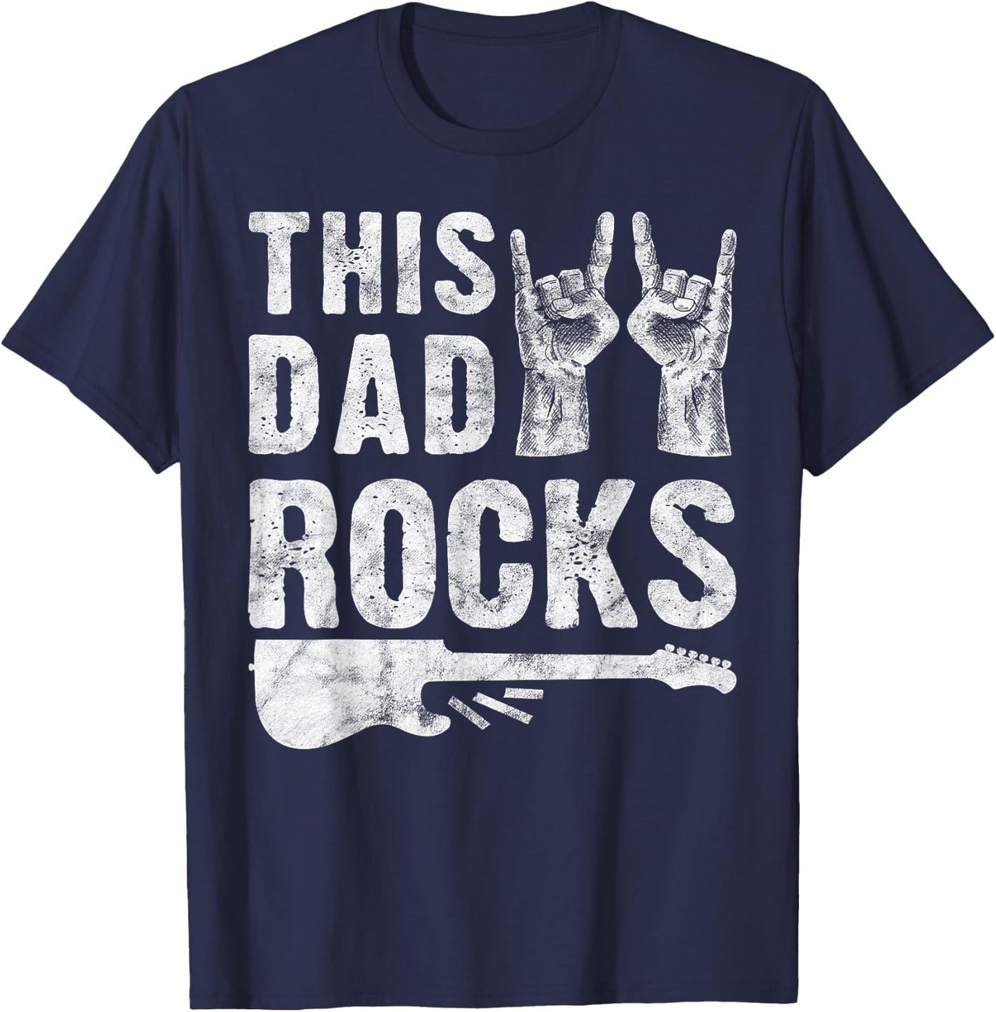 This Dad Rocks Rock n Roll Heavy Metal Fathers Day T-Shirt - T-Shirt | Navy