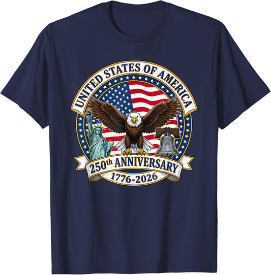 United States of America 250th Anniversary USA 250 Years T-Shirt - T-Shirt | Navy